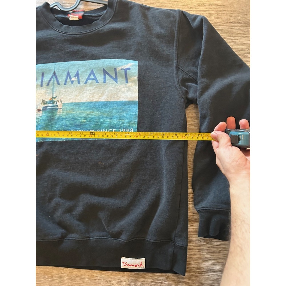Diamond Supply Co Mens Black Diamant Yachting‎ Graphic Crewneck Sweatshirt Large - Picture 5 of 11